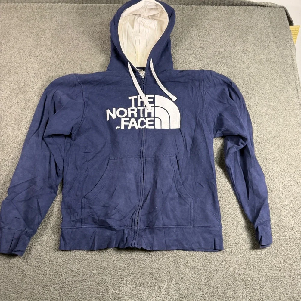 The North Face Mens Navy Blue Full Zip Logo Hoodie Sweatshirt Large